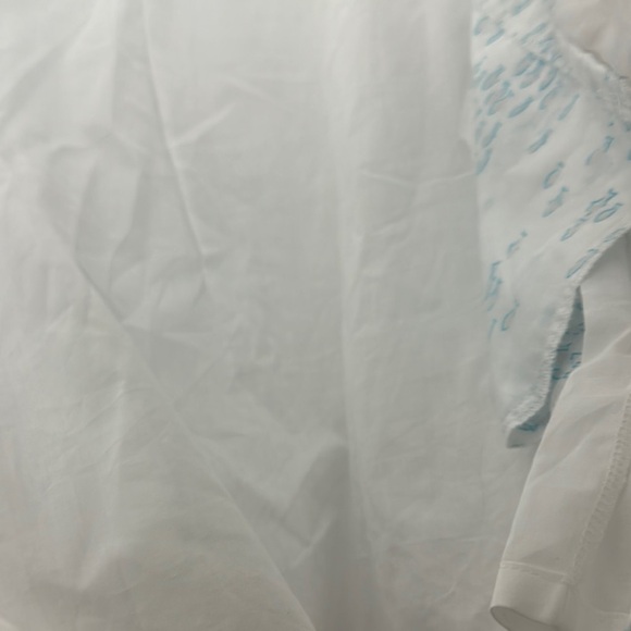 White and Blue Sheath Mini Dress with Flutter Cap Sleeves - Picture 7 of 10